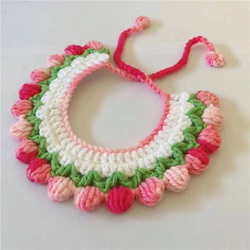 Gradient Color Woolen Crochet Pet Collar Harness