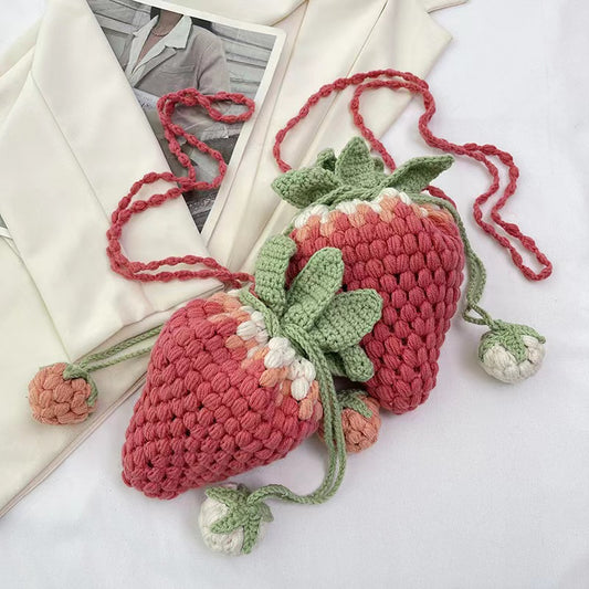 Handmade Woolen Strawberry Shoulder Bag