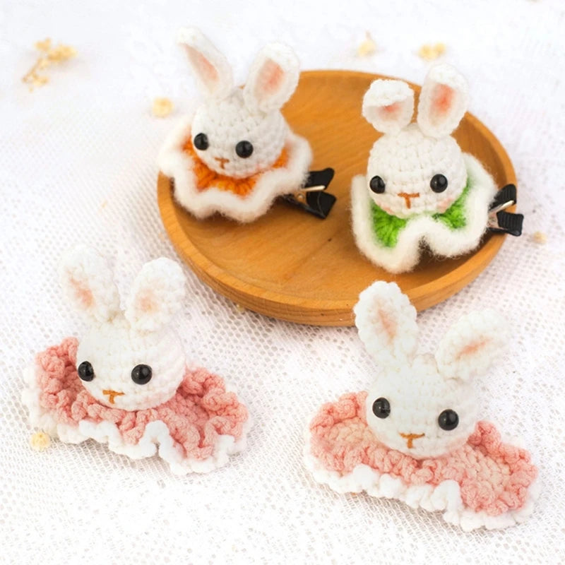 Knitted Woolen Baby Barrettes Cartoon Rabbit Little Girls Hairpins Puppy Cat Toddler Hair Clip Kids Grooming Hair Accessories